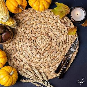 Water Hyacinth <b>Placemats</b> <b>Round</b> Woven Dining Table Decor with Natural Wicker <b>Placemat</b> Style <b>Placemats</b> From Vietnam - Product Image 5