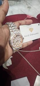 Reloj Hip Hop Bling para hombre de lujo para Ice Out, cronógrafo de diamantes de plata helada con diamantes simulados completos, movimiento de cuarzo Ronda - Product Image 2