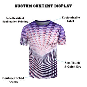 T-shirt de sport pour homme en sublimation 100% polyester respirant à séchage rapide, design personnalisé, entraînement en salle de sport, OEM/ODM disponible - Product Image 5