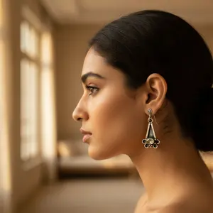 ต่างหูเงินแท้ 925 ชุบทอง ประดับพลอยสีเขียวอเมทิสต์ ดีไซน์วินเทจ สำหรับผู้หญิง ตกแต่งด้วยเพชรและเพทาย เหมาะสำหรับงานแต่งงานหรืองานเลี้ยง - Product Image 1