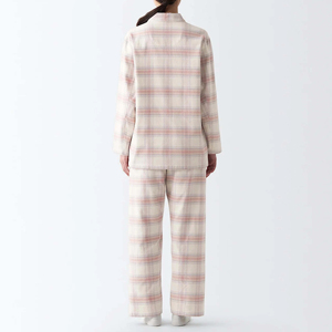 Pyjama en viscose deux pièces à manches longues, taille plus, doux, imprimé à blocs, vêtements de nuit français pour femmes - Product Image 2