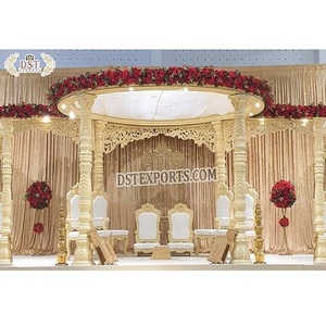 Décor de mandap de mariage hindou royal, fabricant de mandap de mariage en bois haut de gamme au Royaume-Uni, meilleur fabricant de mandap en bois au Canada - Product Image 1