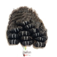 Extensions de Cheveux Humains Remy Naturels Noirs Indiens de Temple de Haute Qualité, Bouclés, Alignés Naturellement, Double Trame Faite à la Machine