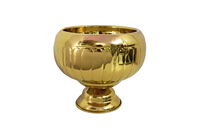 Bol sur piédestal festonné en laiton antique poli, fait main, de luxe, écologique, pour centres de table et événements, base ronde