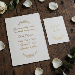 Carte d'invitation en papier coton fait main à bords festonnés 250 g/m² pour mariage, anniversaire – Magnifique, unique, vente en gros OEM - Product Image 3