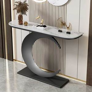 MOON Luxury Modern <b>Console</b> <b>Table</b> Contemporary Iron Frame with Marble Stone Top <b>for</b> <b>Entry</b> Villa Living Room or Hotel CST051 - Product Image 2