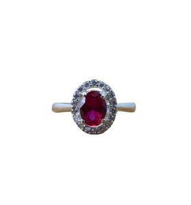 Boho Style 925 Sterling <b>Silver</b> Gemstone <b>Ring</b> with Ruby and White Topaz Handmade <b>Wedding</b> Jewelry for <b>Women</b> and Girls - Product Image 1