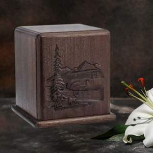 Urnes funéraires en bois de taille personnalisée pour adultes Fournitures funéraires de style européen et américain unique pour les cendres humaines Urnes en bois - Product Image 3