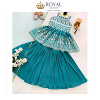Bas prix de marché dernière vente style les plus vendus vêtements indiens pour enfants en fausse georgette lourde avec broderie travail Salwar costume