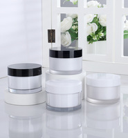 Kosong putih hitam dinding ganda kosmetik Pot PET plastik perawatan kulit kosong krim Jar 30g 50g 30ml 50ml