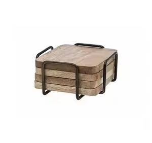 Sous-verres en bois à la mode pour boissons chaudes/froides ensemble de sous-verres décoratifs pour manger des sous-verres en noyer par l'artisanat en croissant - Product Image 2