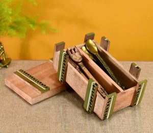 Luxury Wooden Spoon Holder from India Low Price Bulk Quantity Cutlery Box for Hotel Restaurant or Home Kitchen Use - Product Image 2