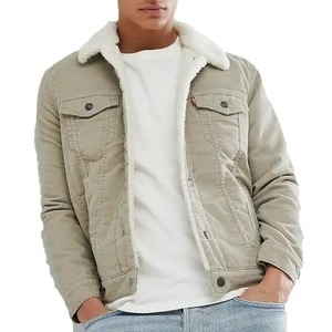 Veste d'hiver en denim Sherpa Trucker avec doublure en polaire berbère imperméable et coupe-vent - Product Image 1