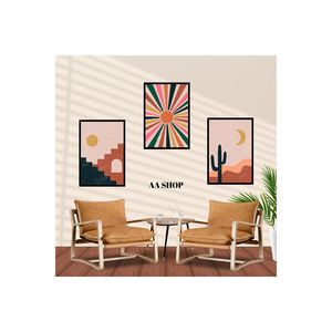 Ensemble de 3 tables en MDF avec cadres imprimés colorés de qualité supérieure, impressions d'art de 11 pouces, design moderne, décor de table 50x35cm - Product Image 4