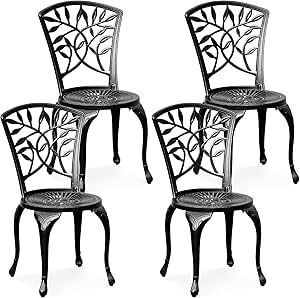 Silla de hierro fundido bellamente detallada para jardín, patio o parque, diseño moderno con flor, durabilidad al aire libre a largo plazo - Product Image 2