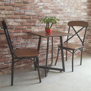 BCFBGC42 Modern Industrial Design <b>Restaurant</b> Furniture Square Pattern Cafe <b>Set</b> with Wood and Fabric for Coffee Shops - Product Image 2