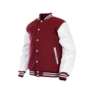 Chaqueta Varsity de Béisbol Personalizada OEM, de Cuero Genuino, Resistente al Viento y al Agua, para Hombre, Estilo Vintage, con Revestimiento de Satén y Lona, Informal, para Invierno - Product Image 4