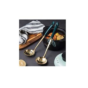 Juego de cucharas para servir sopa de alta calidad pulidas en oro nuevo con MANGO de resina de diseñador, cucharón de aspecto moderno para restaurante, hogar, hotel - Product Image 1