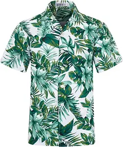 Men's Hawaiian Shirt Quick Dry Tropical Aloha Shirts Short Sleeve Beach Holiday Casual Shirts