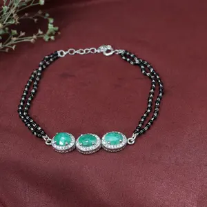 Women's Emerald Bead <b>Bracelet</b> <b>Silver</b> Gift Religious Jewelry Gold Plated Stainless Steel Ball <b>Charm</b> Featuring Pearls Main Stone - Product Image 3