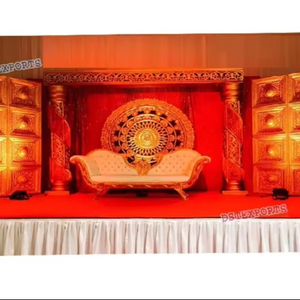 Decoración de escenario de boda de estilo Rajwada, impresionante escenario de decoración de boda, aspecto tradicional, decoración de escenario de recepción de matrimonio - Product Image 1