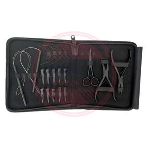 Kit d'outils d'extension de cheveux | Pinces en acier inoxydable aiguilles d'extension de cheveux anneau perles tondeuse ciseaux Logo personnalisé - Product Image 1