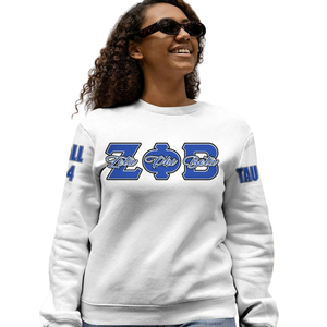 Sudadera con Cuello Redondo Bordada de la Hermandad Zeta Phi Beta 1920 para Mujer, Azul, con Letras Griegas - Product Image 5