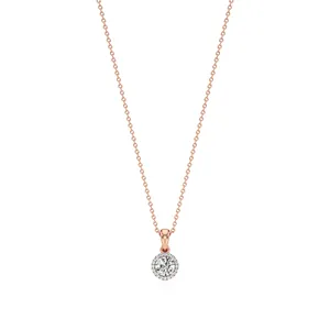 Celestine Rund Geschliffener Diamant Halo-Anhänger Halskette - Product Image 4