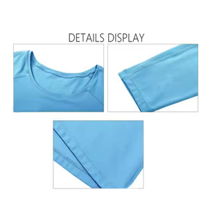 Women's Long Sleeve Workout <b>Tops</b> O Neck Sports Yoga Running Activewear Basic Loose Fit Side Split Quick Dry Basic Workout Shirts - Product Image 4