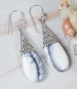 Boucles d'oreilles en argent sterling massif 925 avec pierres précieuses d'opale dendritique pour femmes et filles meilleur design pour mariage bijoux fins - Product Image 4