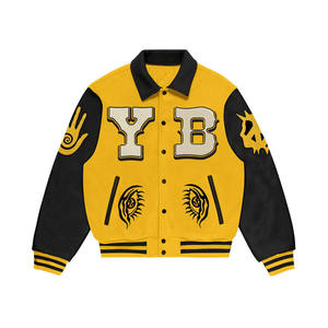 Wholesale Customized Bulk Orders OEM ODM Service Breathable Quick Dry 2025 New Mens Letterman Varsity Jacket Stand Collar Front - Product Image 4