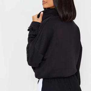 Sudaderas con capucha y cremallera recortada 1/4 para mujer, sudaderas con capucha y cremallera informal de lana de algodón de alta calidad - Product Image 6