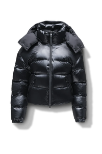 Venta caliente negro OEM mujeres de talla grande rendimiento con capucha Chaqueta corta acolchada de poliéster relleno de punto de invierno - Product Image 2