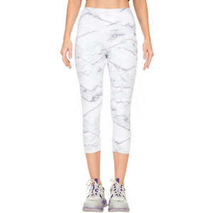 Custom Design Buttery Soft Double Side Brushed Hybrid Digital Printed Women Capri <b>Leggings</b> <b>Pockets</b> Elastic Waist Yoga <b>Leggings</b> - Product Image 1