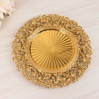 Lot de 6 assiettes carrées en aluminium à bord doré de 12 pouces Plaques de fond réutilisables en métal pour les mariages et les fêtes Prix de gros Ramadan