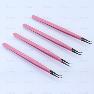 Pinces à cils personnalisées en acier inoxydable à pointe en fibre pour extensions de cils professionnelles – Vente en gros, ensemble 3D 5D 6D - Product Image 2