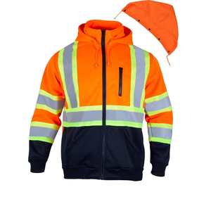 Sweat-shirt de sécurité haute visibilité réfléchissant à manches longues en coton épais avec capuche amovible – Vente chaude - Product Image 2