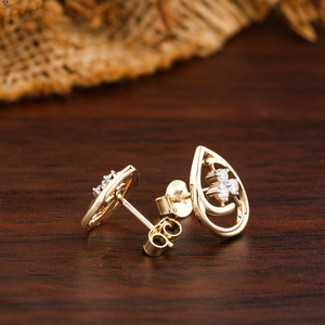 0.21 TDW Round Brilliant Cut Leaf Diamond <b>Stud</b> 18k White Gold Labgrown Diamond Hpht/Cvd Diamond Jewelry - Product Image 3