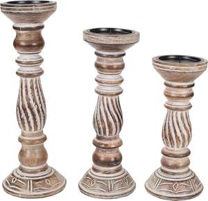 Juego de 3 Portavelas de Madera (Color - Acabado Natural, Tamaño - 14\", 12\", 10\") Portavelas de Madera - Product Image 2