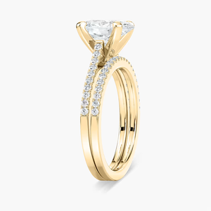 Anillo de Compromiso con Diamante Cultivado en Laboratorio de Corte Ovalado de 2.50 CTW |   Bandas de Pavé |   Juego de Joyas de Oro Sólido de 14K para Novia - Product Image 4