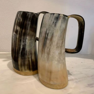 Mug en corne de buffle naturelle de qualité supérieure avec poignée, style ange, fait main, durable, pour la bière, le vin, la hydromel, la bière artisanale, chopes en corne - Product Image 1