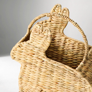 Elegant Star Shape Water Hyacinth Kid <b>Basket</b> Woven Rabbit <b>Basket</b> with <b>Handle</b> Handwoven <b>Wicker</b> Storage OEM ODM Factory Wholesale - Product Image 3