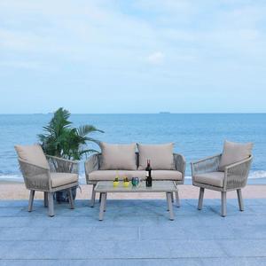 <b>Outdoor</b> Rattan <b>Garden</b> Set Patio Conversation Furniture <b>Cushioned</b> Chairs with Glass Top Table for Backyard Poolside - Product Image 5