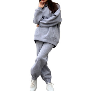 Ensemble 2 pièces à épaules tombantes pantalon de jogging Sweat-shirt avec pantalon de survêtement Sweat à capuche vierge surdimensionné - Product Image 3