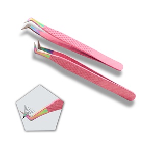 Nouveau professionnel pince à épiler en gros couleur rose clair haute précision Extension de cils Volume pince à épiler pas cher prix - Product Image 3