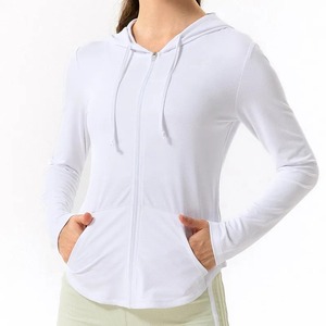 แจ็กเก็ตมีซิปสำหรับผู้หญิงเสื้อมีฮู้ดสำหรับใส่เล่นโยคะเสื้อมีซิปและ2026มีกระเป๋าสีทึบ - Product Image 2