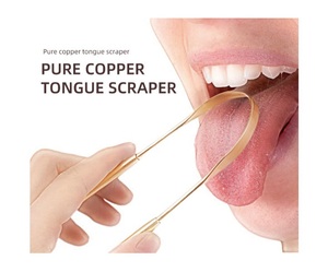 Limpiador de lengua de cobre puro de último diseño, raspador de lengua reutilizable con agarre manual, proveedor indio - Product Image 4