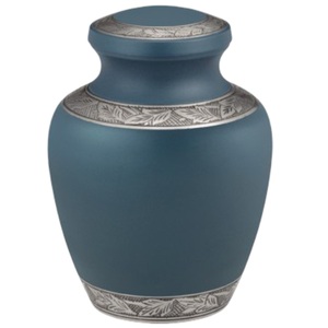 High Quality Brass Cremation <b>Keepsake</b> Urns With Engraving Pewter And Royal Blue Color Finished <b>For</b> Human <b>Ashes</b> - Product Image 3