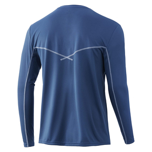 เสื้อยืดคอกลมแขนยาวผู้ชาย ผ้าทอเนื้อหนัก ซักย้อมสีแบบแอซิดวอช ผสมสแปนเด็กซ์/โพลีเอสเตอร์ ระบายอากาศได้ดี แห้งเร็ว เสื้อยืดเปล่าขายส่ง - Product Image 2