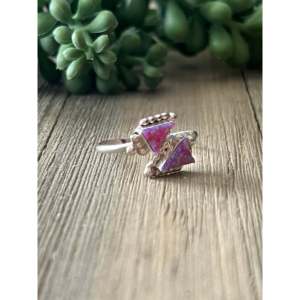 Rose Gold Plated Pink <b>Opal</b> Oval <b>Ring</b> Sterling Silver Adjustable Bezel Set - Product Image 3